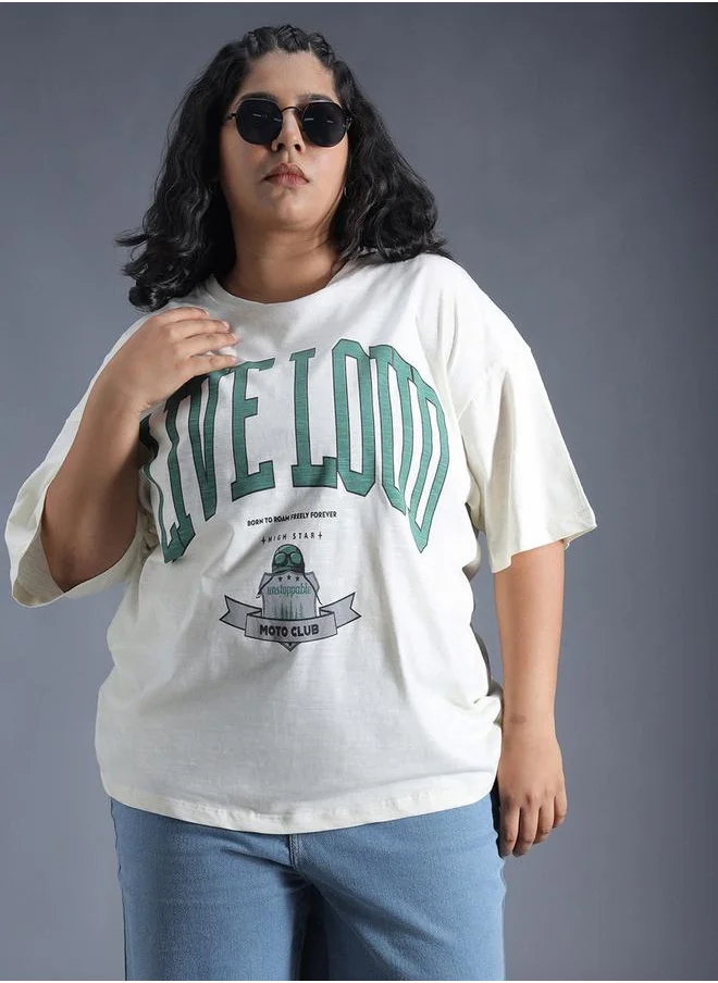 هاي ستار Plus Size Typography Print Oversized T-Shirt by Styli