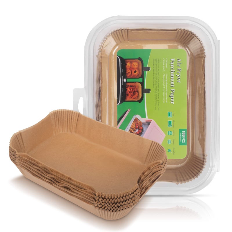 3Size Air Fryer Disposable Paper Liner Compatible with Ninja Foodi Dual Air Fryer Toaster Oven Nonstick Air Fryer Parchment Paper Baking Accessories 100Pcs  87 Inch Rectangle Natural