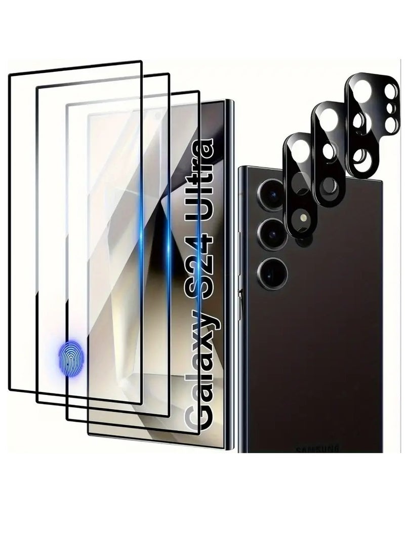 ELTRAZONE 3+3 Pack 9H Tempered Glass Screen & Camera Lens Protectors for Samsung Galaxy S24 Ultra - Image 1