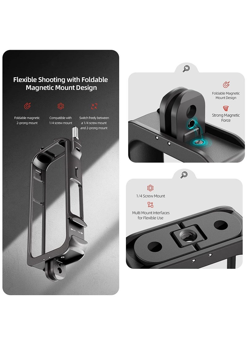SYOSI Aluminum Protective Frame for Insta360 ONE X3, Metal Durable Housing Cage with Cold Shoe Mount, Weight Only 45G  - Image 4