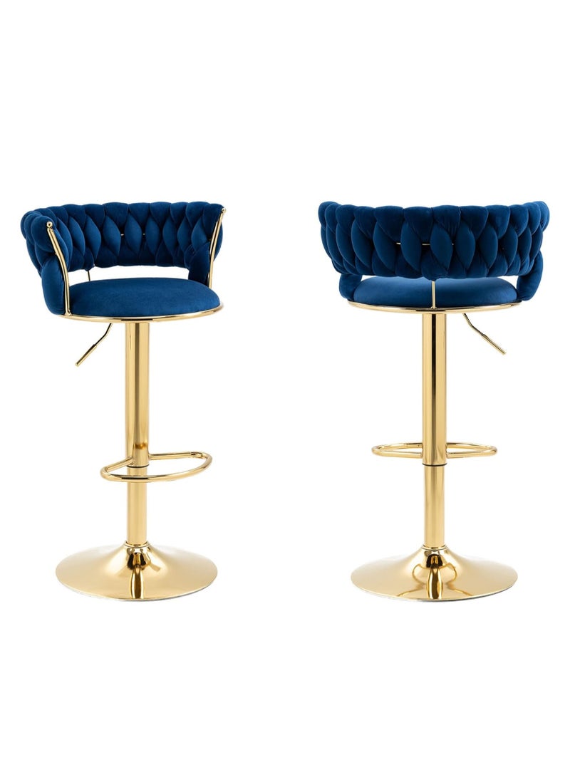 DubaiGallery كرسي بار فاخر، كرسي استقبال دائري حديث قابل للتعديل، كرسي بار من المخمل الذهبي، كرسي طعام مرتفع للمطبخ، قابل للتعديل في الارتفاع ودوران 360°، مناسب للبار، المنزل، المكتب، المقهى - Image 4