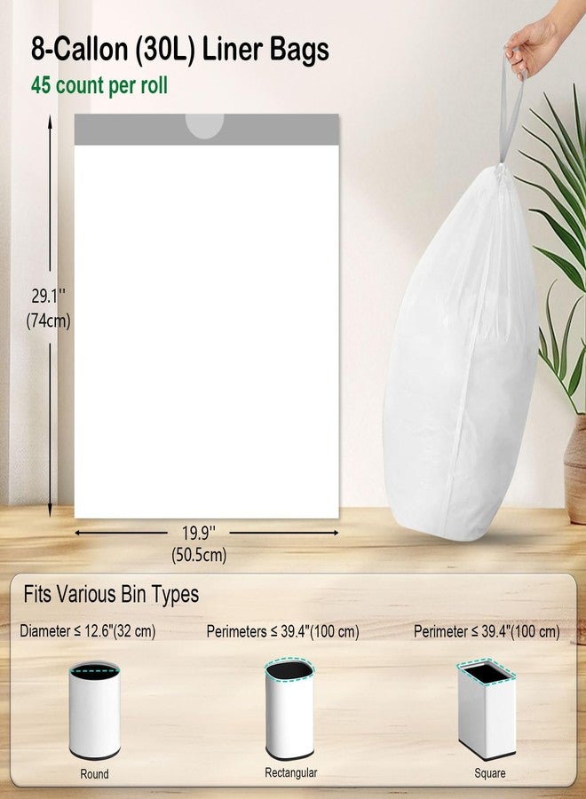 Loveishere 270 Count Heavy-Duty Trash Bags, Compatible with SONGMICS 8-Gallon (30L) Trash Can, Pre-Separated Drawstring Kitchen Garbage Bags, Ideal for Home & Office, 19.9 x 29.1 Inches, 6 Rolls, White - Image 3
