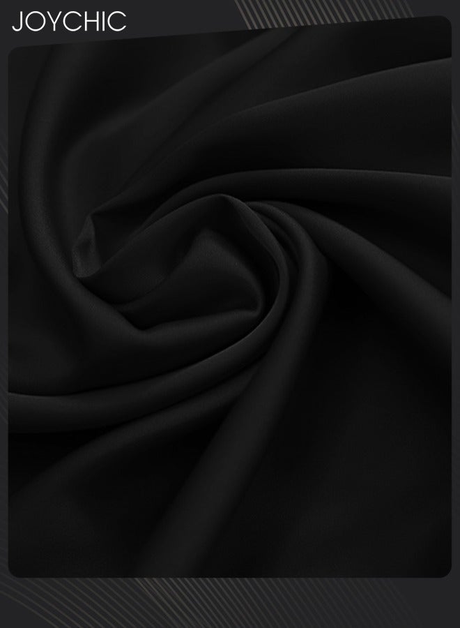 Joychic بيجامة نسائية من 5 قطع لفصل الربيع والصيف والخريف والشتاء من حرير الجليد رقيقة بتصميم حزام منسوج مع حمالات باللون الأسود - Image 4