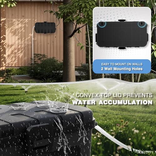 Flemoon صندوق كهربائي خارجي متوسط من فليموون (11.5x5.2x4 بوصة)، غطاء سلك تمديد مقاوم للماء IP54 مع 6 فتحات دخول كابل، صندوق اتصال مقاوم للعوامل الجوية لموزع الطاقة، مؤقت، قابس، أضواء العطلات، أسود - Image 5