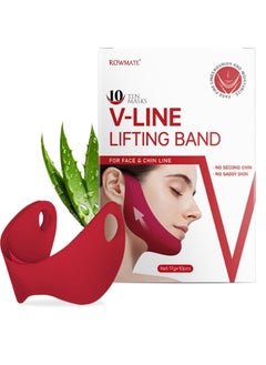 10 pcs Chin Strap for Women,Toning Hydrogel Collagen Mask with Hyaluronic Acid & Aloe Vera, red