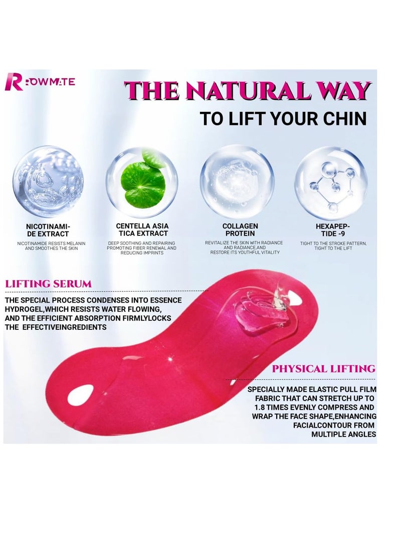 ROWMATE - 10 pcs Chin Strap for Women,Toning Hydrogel Collagen Mask with Hyaluronic Acid & Aloe Vera, red - Image 1