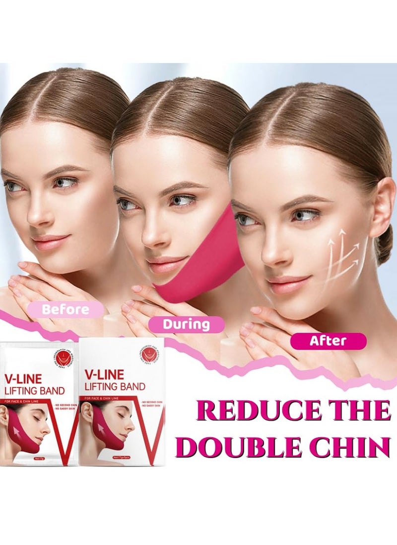 ROWMATE - 10 pcs Chin Strap for Women,Toning Hydrogel Collagen Mask with Hyaluronic Acid & Aloe Vera, red - Image 1
