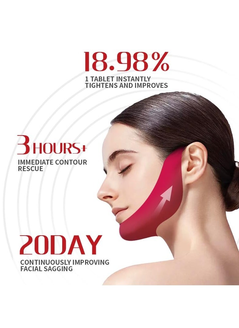 ROWMATE - 10 pcs Chin Strap for Women,Toning Hydrogel Collagen Mask with Hyaluronic Acid & Aloe Vera, red - Image 1