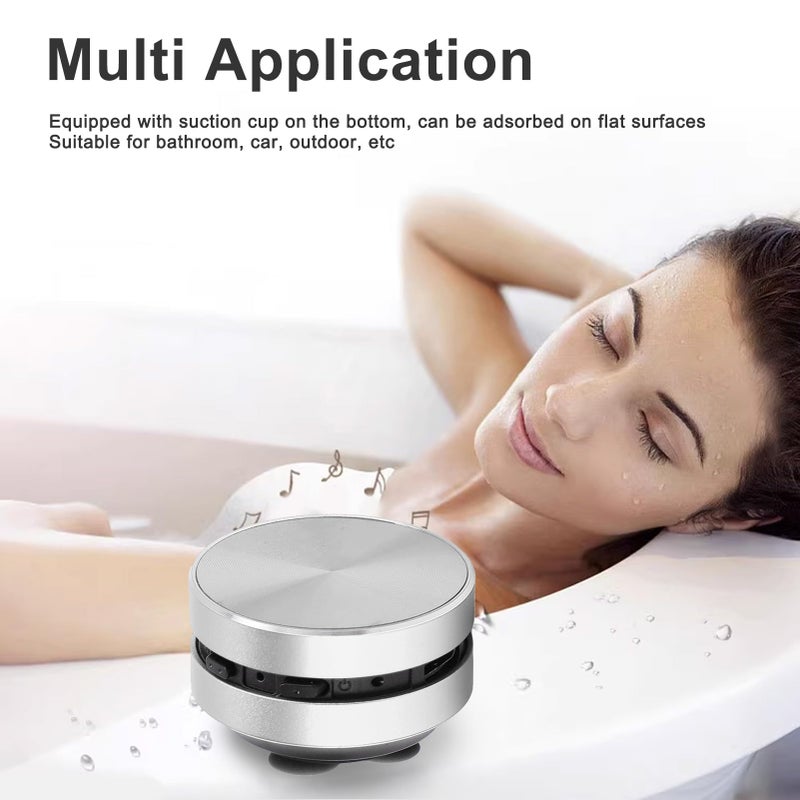Bewinner Bone Conduction Speakers Ultra Mini, Turn Anythin into A Speaker, Stereo Bass Portable Small Cordless Speaker with Suction Cup for Home Outdoor Travel (Silver) - Image 2