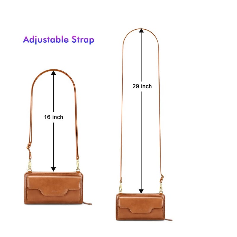 nuoku Crossbody Bags for Women, Wristlet Cell Phone Rfid Wallet for Women, Small Clutch Purses , , Brown - Image 5