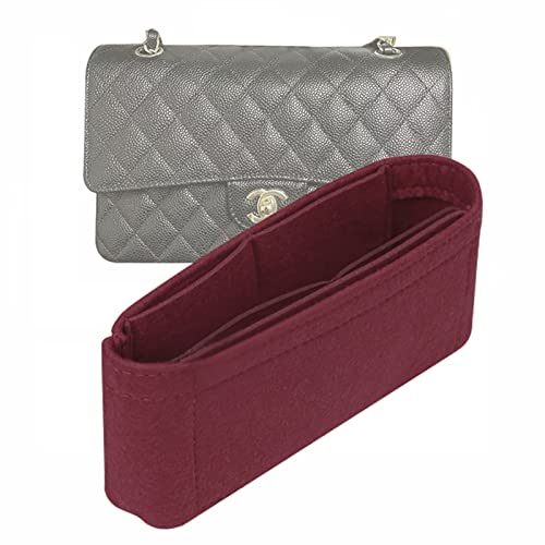 Lckaey Bag Organizer Insert for jumbo classic flap bag insert Shaper Purse Organizer No zipper2009Claret-L - Image 1