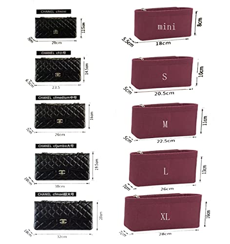 Lckaey Bag Organizer Insert for jumbo classic flap bag insert Shaper Purse Organizer No zipper2009Claret-L - Image 2