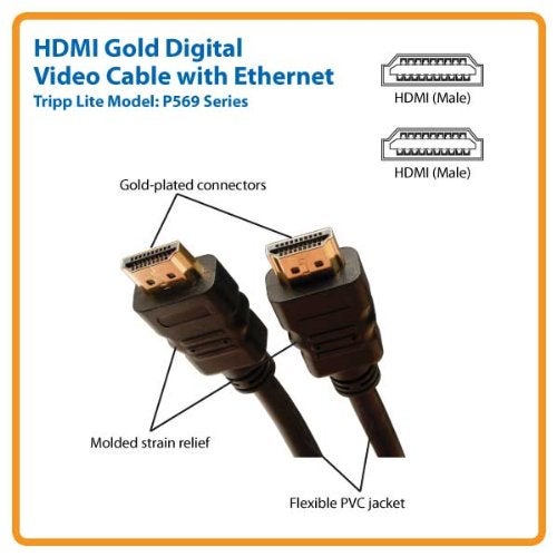 Tripp Lite High Speed HDMI Cable with Ethernet, Ultra HD 4K x 2K, Digital Video with Audio (M/M), 6-ft. (P569-006),Black - Image 2