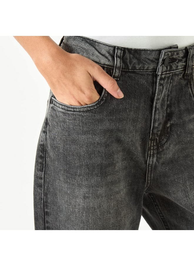 Lee Cooper Lee Cooper Solid Straight Fit Jeans with Pockets  - Image 4