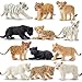 Toymany 12 Safari Animal Figurines High Emulational Baby Plastic Zoo Animals Lions Tigers Leopards Figure Toy Set Easter Eggs Cake Toppers Christmas Birthday Gift for Kids Toddlers - Image 3