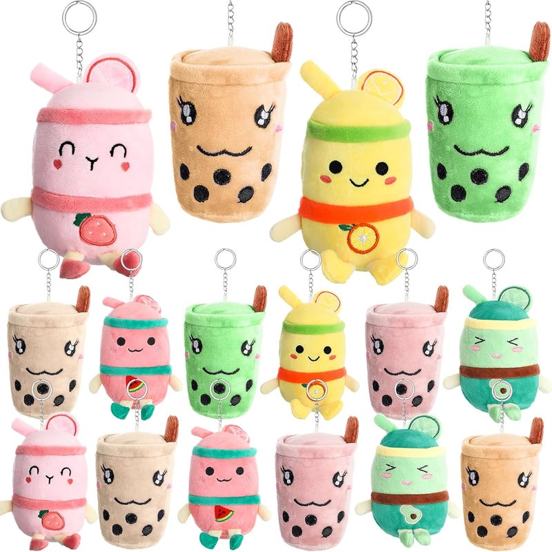 Jerify 16 Pcs Tea Plush Pillow Teacup Shaped Pillow Cup Party Decorations Plush Keychain Mini Stuffed Animals Keychain Small Milk Plushies Toys for Backpack Purse Birthday Favors - Image 1