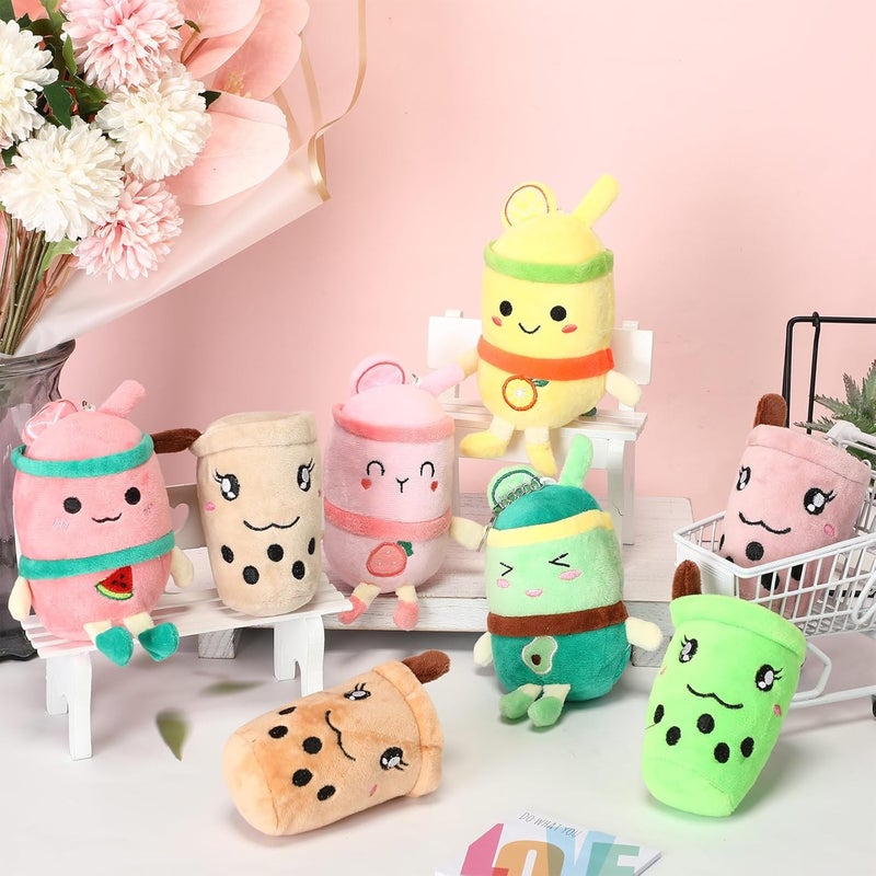 Jerify 16 Pcs Tea Plush Pillow Teacup Shaped Pillow Cup Party Decorations Plush Keychain Mini Stuffed Animals Keychain Small Milk Plushies Toys for Backpack Purse Birthday Favors - Image 3