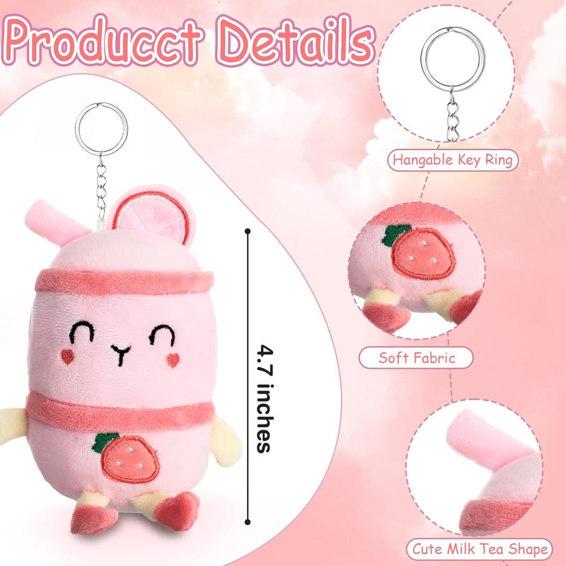 Jerify 16 Pcs Tea Plush Pillow Teacup Shaped Pillow Cup Party Decorations Plush Keychain Mini Stuffed Animals Keychain Small Milk Plushies Toys for Backpack Purse Birthday Favors - Image 2