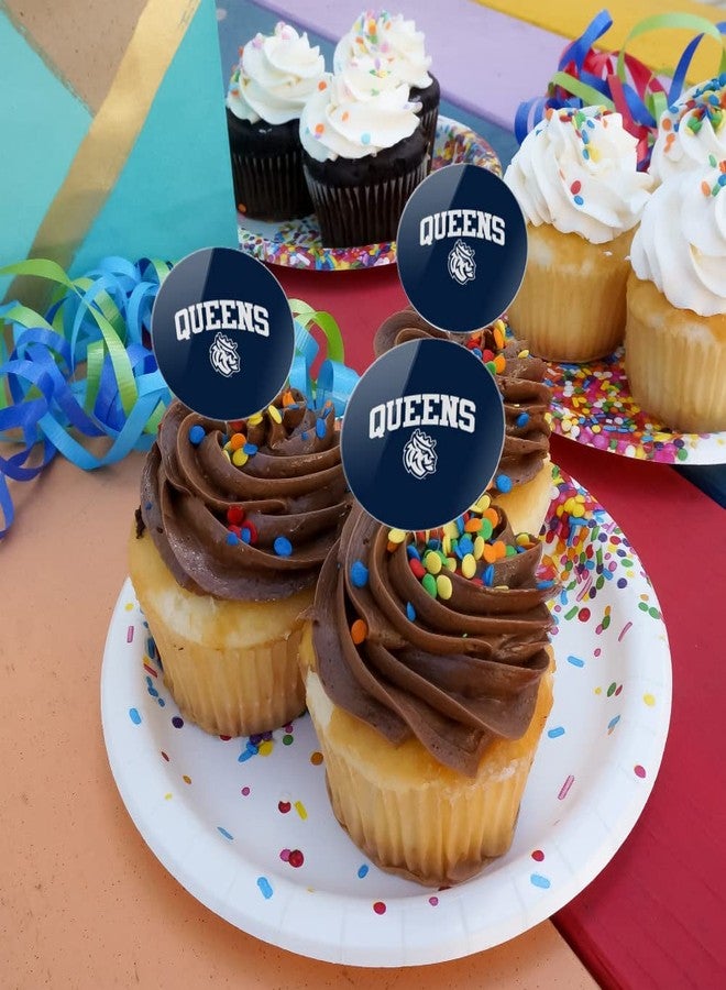 GRAPHICS & MORE Queens University of Charlotte Primary Logo Cupcake Picks Toppers Decoration Set of 6 - Image 4