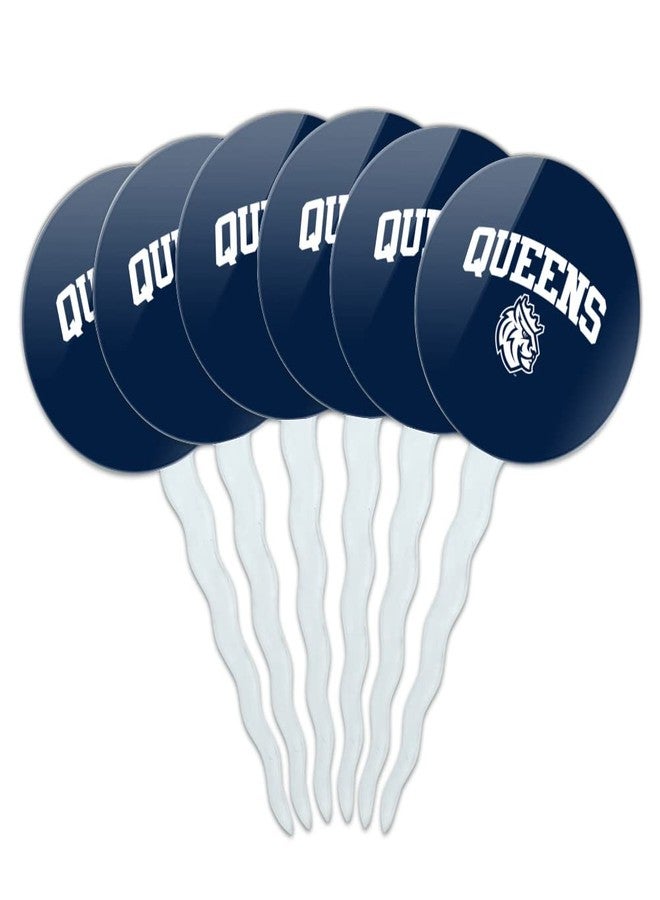 GRAPHICS & MORE Queens University of Charlotte Primary Logo Cupcake Picks Toppers Decoration Set of 6 - Image 1