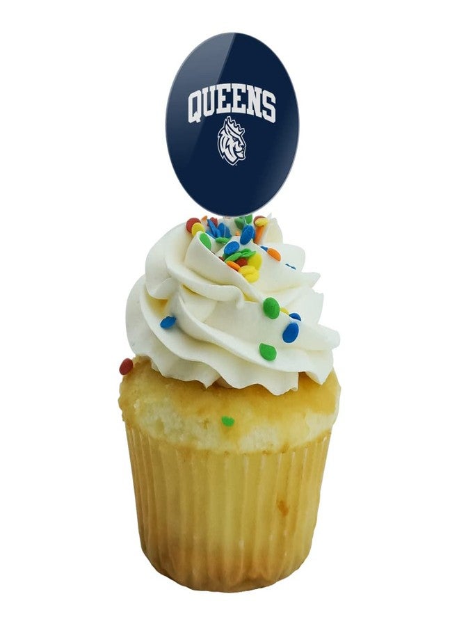 GRAPHICS & MORE Queens University of Charlotte Primary Logo Cupcake Picks Toppers Decoration Set of 6 - Image 5