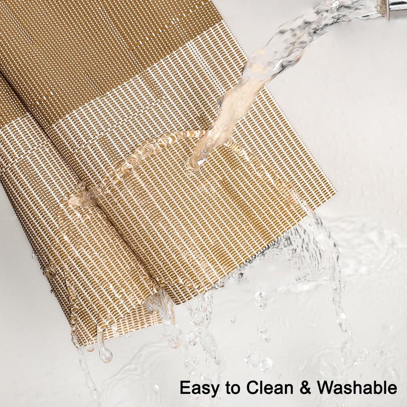 Chitomars Placemats Set of 8, Vinyl Woven Place Mats Indoor Set of 8 Washable Wipeable PVC Table Mats Heat-Resistant Non Slip Placemat for Kitchen Dining Outdoor Table (Beige Light Brown, Set of 8) - Image 4