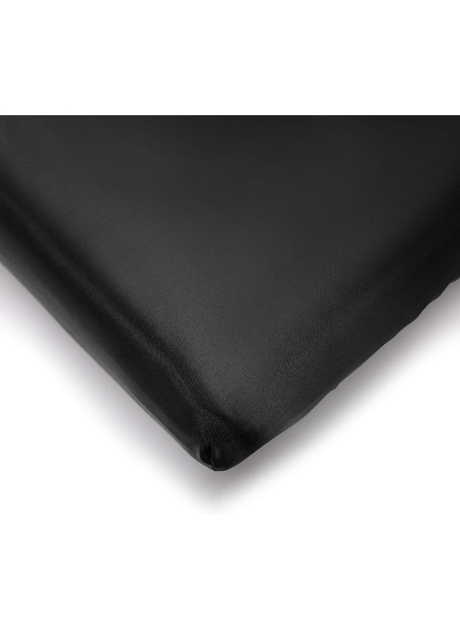 Pro Goleem Pro Goleem Satin Pack n Play Playard Sheet Great for Baby Hair Soft Silk Feeling 27x39 Inch Fitted Portable Mini Crib Sheet Playard Mattress Cover Unisex Black Gift for Boys and Girls  - Image 1