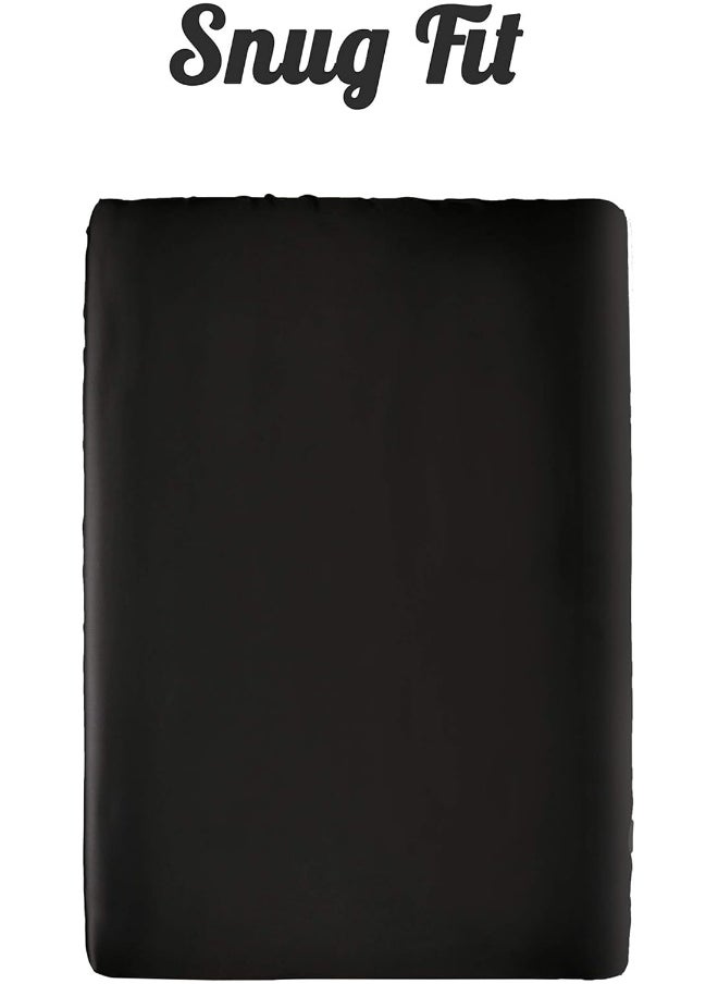 Pro Goleem Pro Goleem Satin Pack n Play Playard Sheet Great for Baby Hair Soft Silk Feeling 27x39 Inch Fitted Portable Mini Crib Sheet Playard Mattress Cover Unisex Black Gift for Boys and Girls  - Image 5