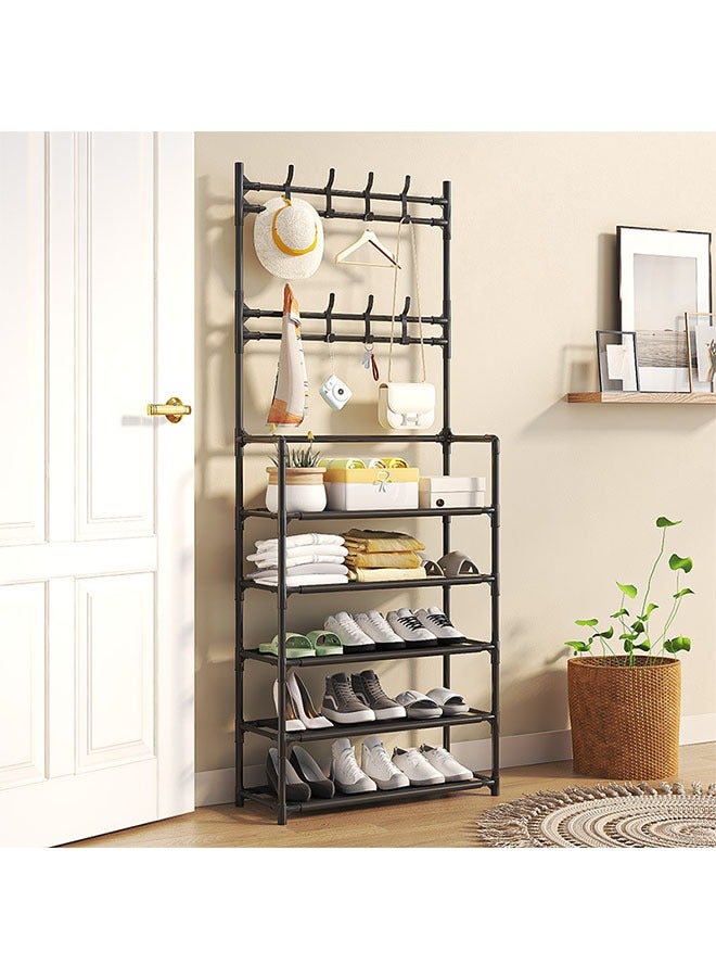 Household Shoe Rack, Multifunctional Moisture-Proof Coat Rack, Large-Capacity, Partition Storage, Fashion Shoe And Hat Rack, 5-Layer 60cm Black - Image 4