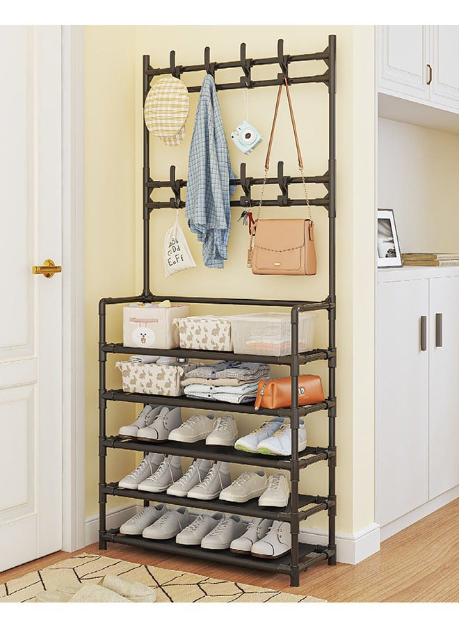 Household Shoe Rack, Multifunctional Moisture-Proof Coat Rack, Large-Capacity, Partition Storage, Fashion Shoe And Hat Rack, 5-Layer 60cm Black - Image 5