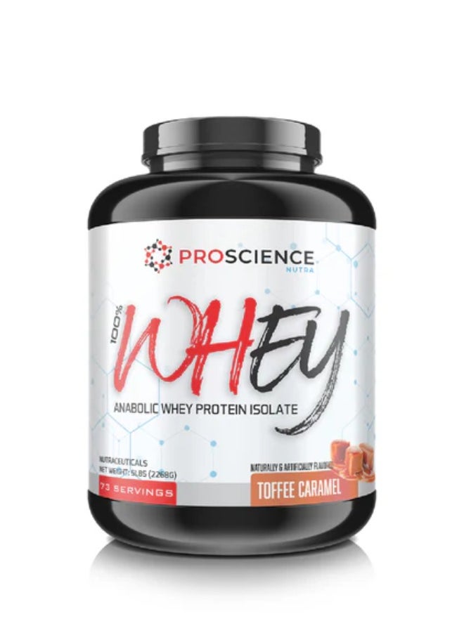 Proscience Nutra 100% Whey Protein, Anabolic Whey Protein Isolate, Toffee Caramel Flavour, 5 Lb 