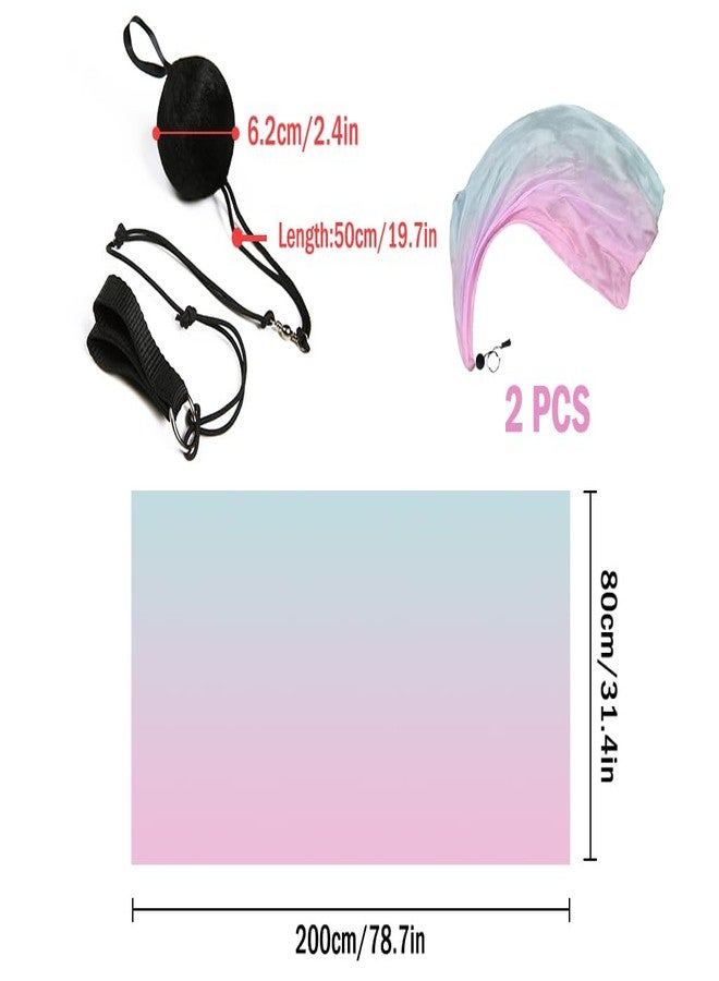 Hitopin 2 Sets Belly Dance Colorful Veil Poi Silk Throwing Balls Scarf Streamer With Balls for Performance, Parties and Dances - Image 4