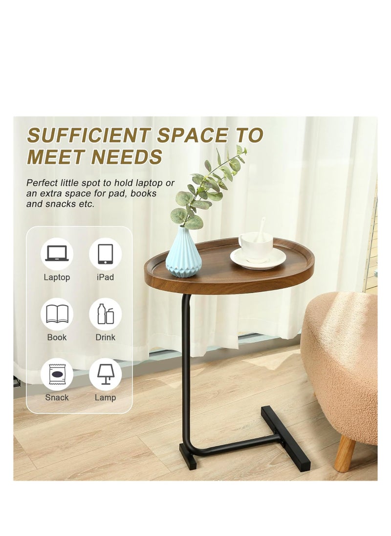 Generic Small Side Table C Shaped End Table for Sofa and Bed, TV Tray Table with Metal Frame for Couch, Living Room, Bedroom  - Image 5