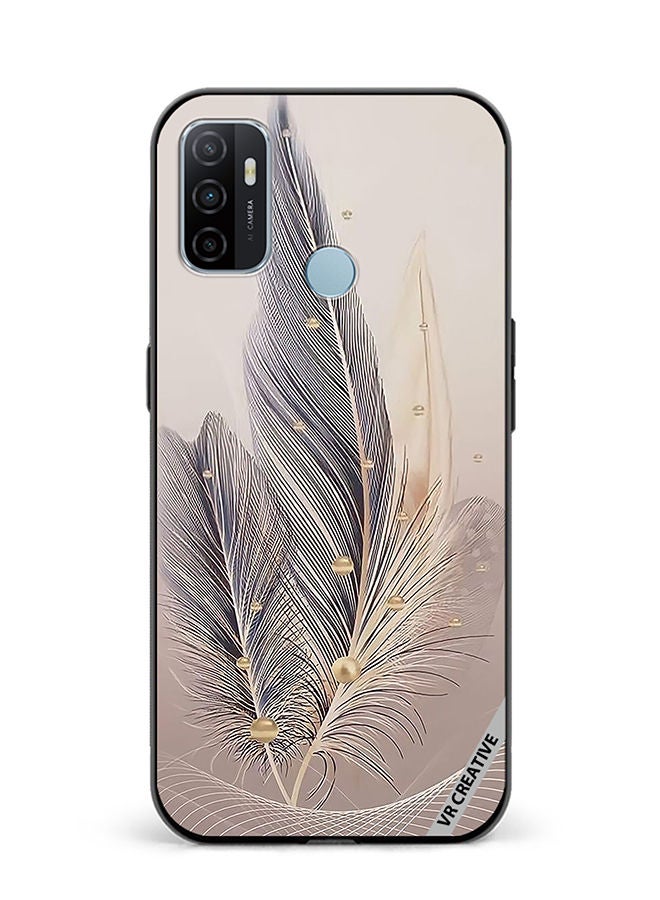 VR CREATIVE Protective Case Cover For Oppo A53 Feather Leaf Art Design Multicolour - Image 1