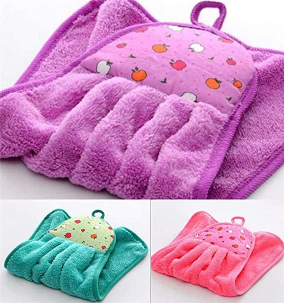 GROKI Pack of 3 Microfiber Wash Basin Hanging Hand Kitchen Towel Napkin with Loop - Image 4