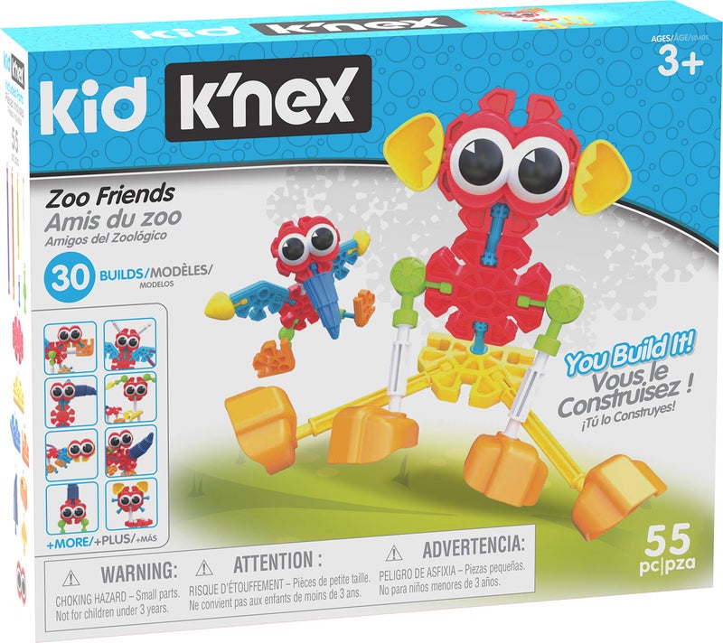 Basic Fun Kid Kâ€™NEX â€“ Zoo Friends Building Set â€“ 55 Pieces â€“ Ages 3 and Up â€“ Preschool Educational Toy (Amazon Exclusive) - Image 1