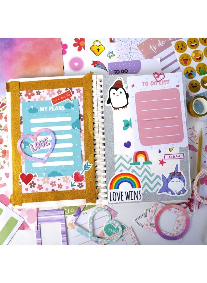 Pink DIY Journal Set for Girls, Kids Diary Gift Box with Scrapbook and Stickers, Birthday Gift - Image 4