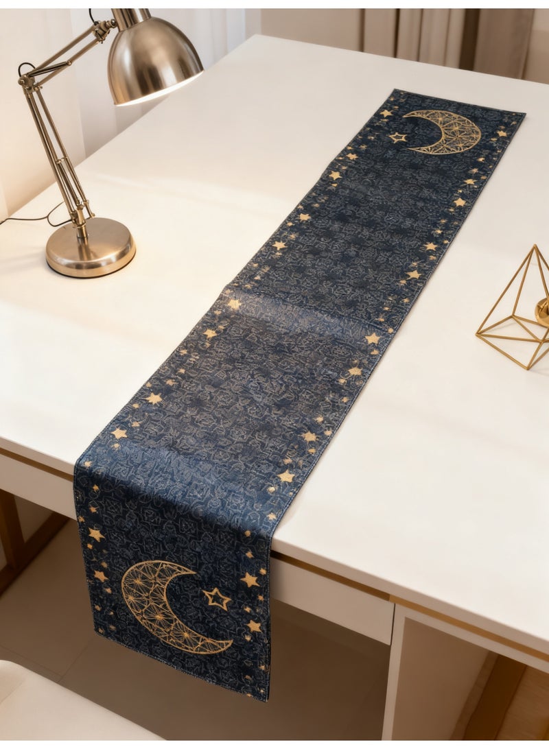 YOLOLAND Festival Decor Table Runner - 33x180cm Linen Tablecloth with Lantern & Moon Print, Stain-Resistant Long Table Cover for Dining Ambiance - Image 5
