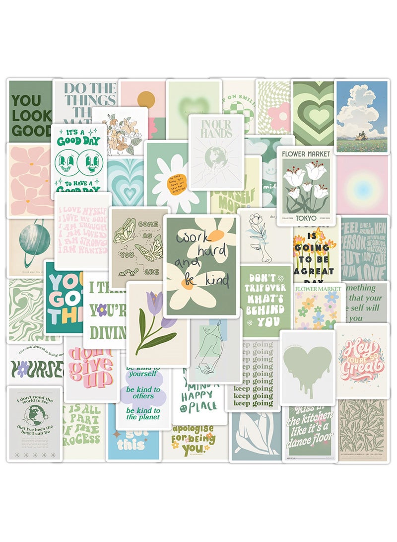 قوس قزح أورينبو 50 قطعة من ملصقات البطاقات البريدية الصغيرة، ملصقات جمالية تحفيزية لسجلات القصاصات، ملصقات بطاقات بريدية مستطيلة مقاومة للماء على شكل زهرة، ملصقات لمجلة الرصاص، دفتر مخطط الكمبيوتر المحمول - Image 1