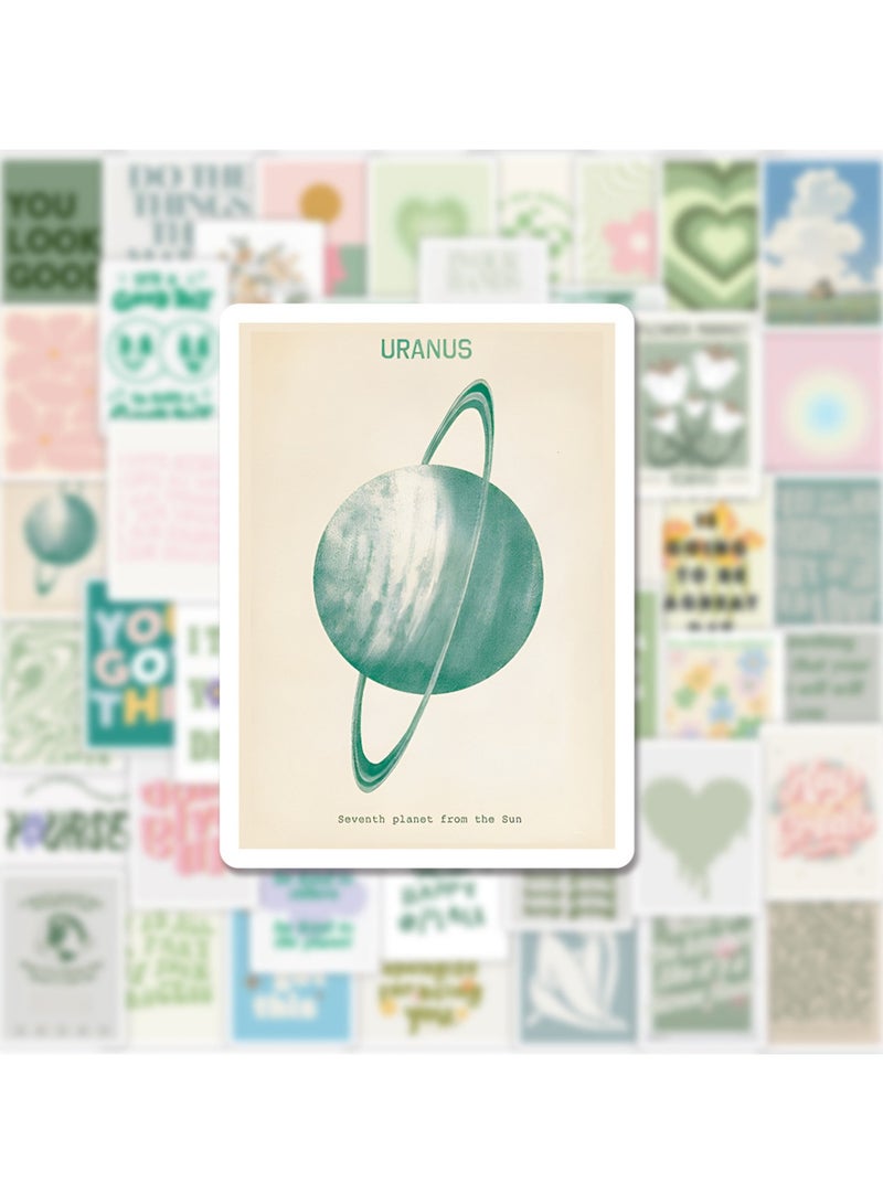 قوس قزح أورينبو 50 قطعة من ملصقات البطاقات البريدية الصغيرة، ملصقات جمالية تحفيزية لسجلات القصاصات، ملصقات بطاقات بريدية مستطيلة مقاومة للماء على شكل زهرة، ملصقات لمجلة الرصاص، دفتر مخطط الكمبيوتر المحمول - Image 2