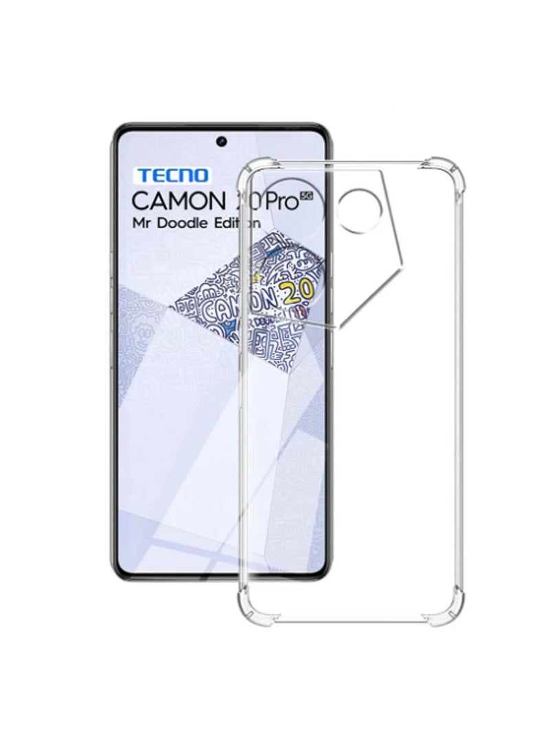 Techie مجموعة حافظة وواقي شاشة لهاتف Tecno Camon 20 Pro 5G 2 في 1 - حافظة شفافة من مادة TPU مع واقي شاشة من الزجاج المقوى عالي الدقة - Image 3