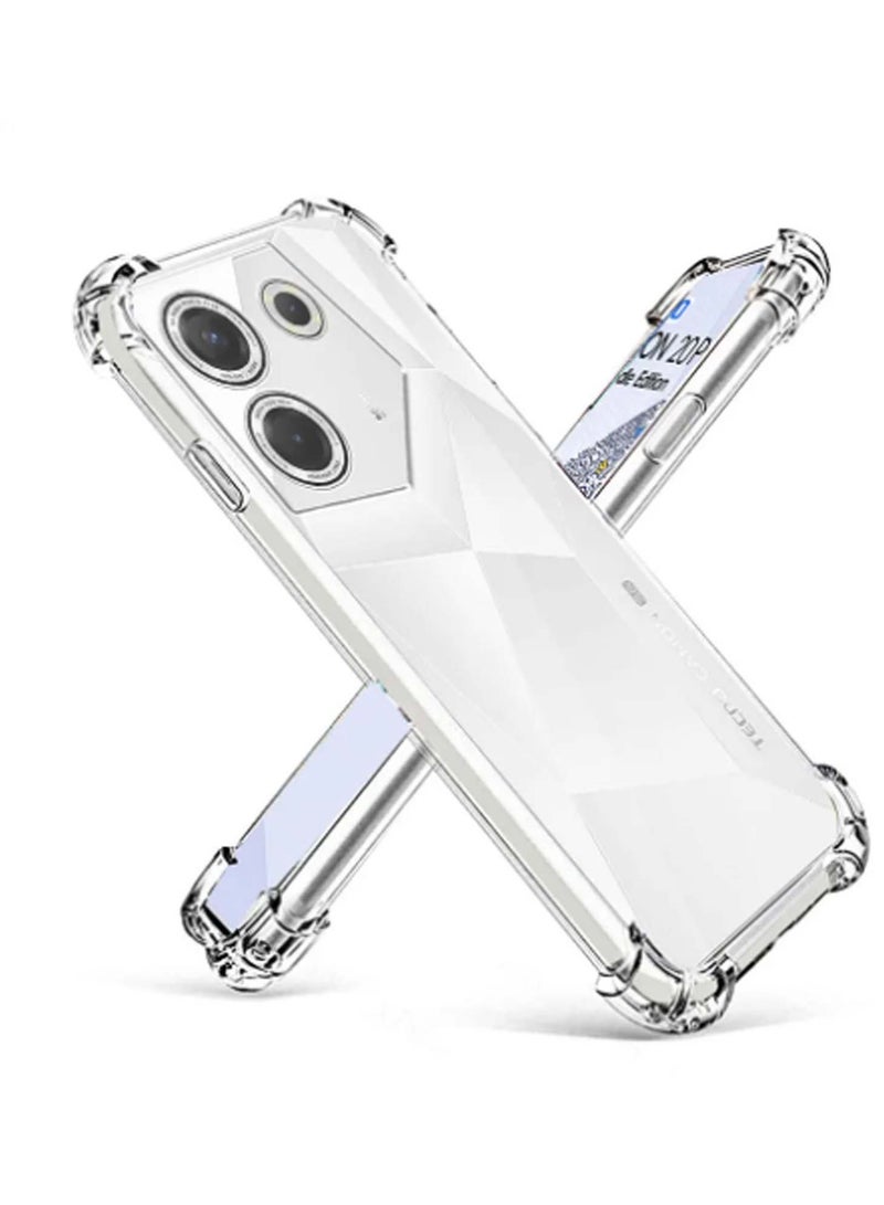 Techie مجموعة حافظة وواقي شاشة لهاتف Tecno Camon 20 Pro 5G 2 في 1 - حافظة شفافة من مادة TPU مع واقي شاشة من الزجاج المقوى عالي الدقة - Image 5