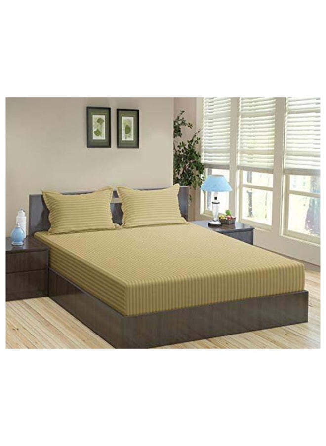 Hotel Collection HOTEL COLLECTION Stripe Brown Fitted Sheet 160x200 cm with 2 Pillow Cases  - Image 1