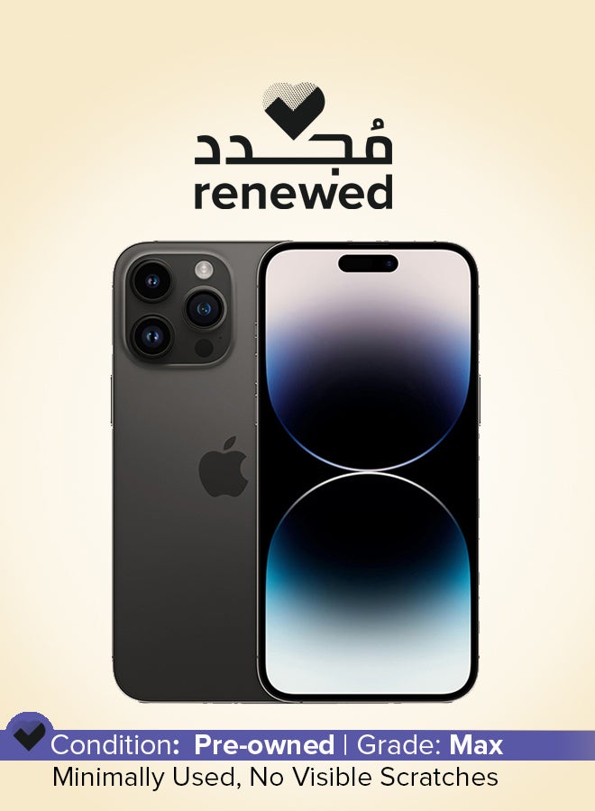 ابل  تم تجديده - هاتف iPhone 14 Pro بسعة 128 جيجابايت باللون الأسود ويدعم تقنية 5G ومزود ببرنامج FaceTime - Image 1