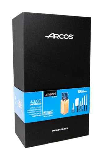 ARCOS Knife Set 6 pieces Nitrum Stainless Steel. 3760 gr. Pine Wood Block. Ergonomic Polyoxymethylene POM Handle. Series Universal. Greater control. Color Black. - Image 3