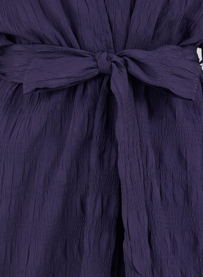 Styli Purple Textured Longline Kimono With Belt - Image 3