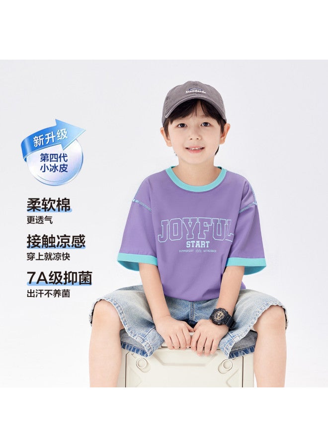 Zuoxi Boys' T-shirt Short Sleeve Cooling Antibacterial Summer Kids' Top Breathable Ice-cool Set Stylish Big Boys' Outfit - Image 2