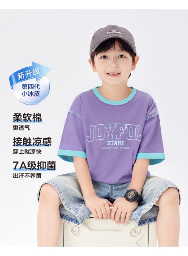 Zuoxi Boys' T-shirt Short Sleeve Cooling Antibacterial Summer Kids' Top Breathable Ice-cool Set Stylish Big Boys' Outfit - Image 1