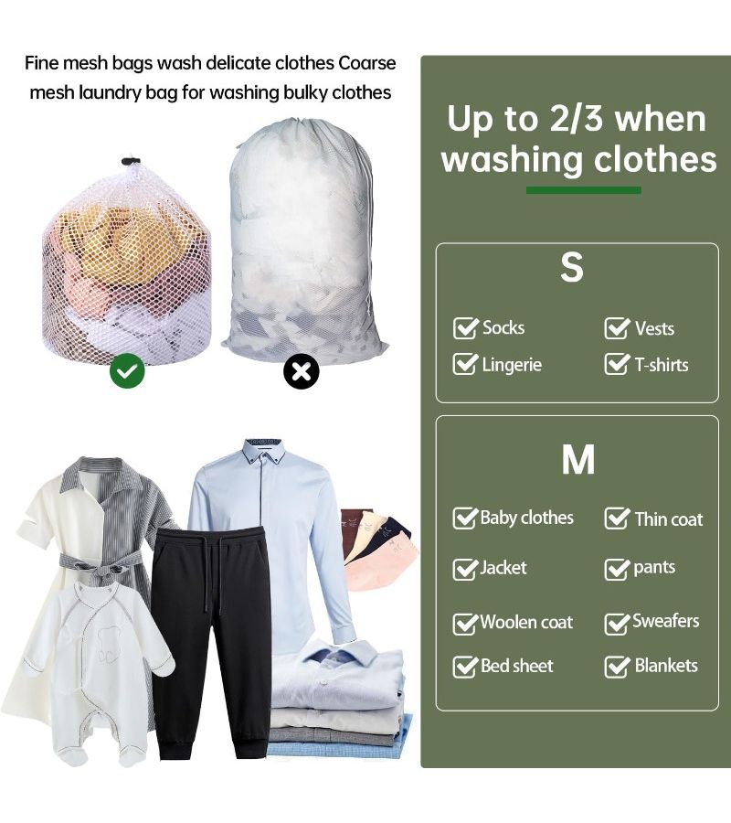 2 Packs Heavy Duty Laundry Mesh Bags 1 Big 1 Small for Underwear Travel - Image 3