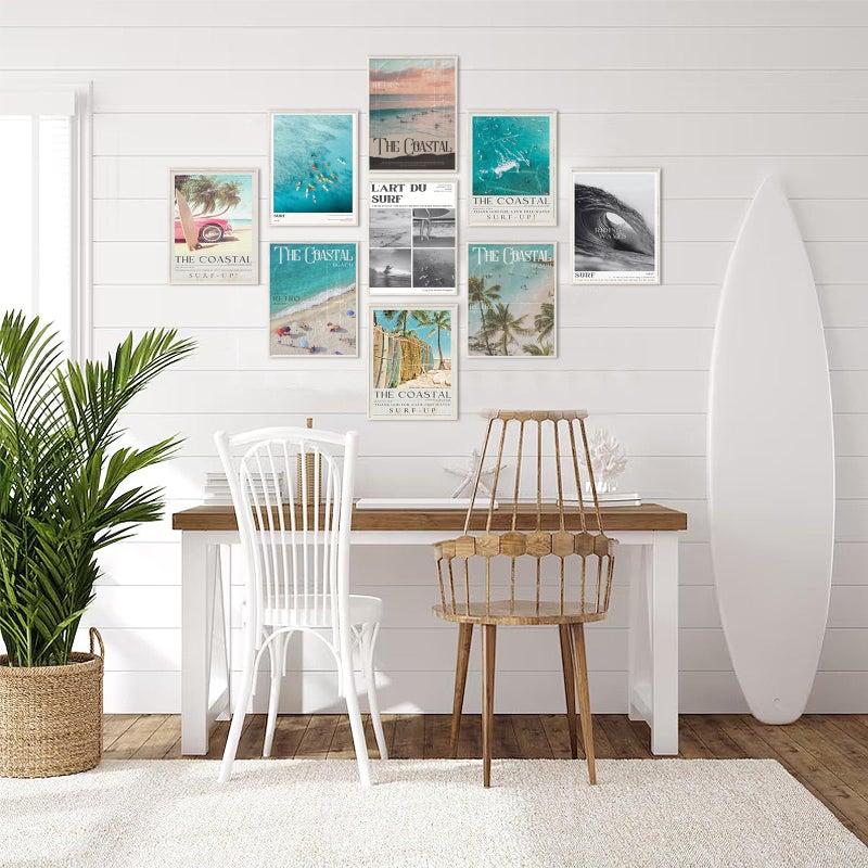 Uniro Coastal Cowgirl Decor Aesthetic, Coastal Granddaughter Room Decor, Trendy Beachy Wall Decor Beachy Summer Poster Poster Pictures, Retro Newspaper Beach Wall Art Prints Preppy Surf Up Posters for Teen Girls Room Decor, Dorm Bedroom Apartment- UNFRAMED - Image 5